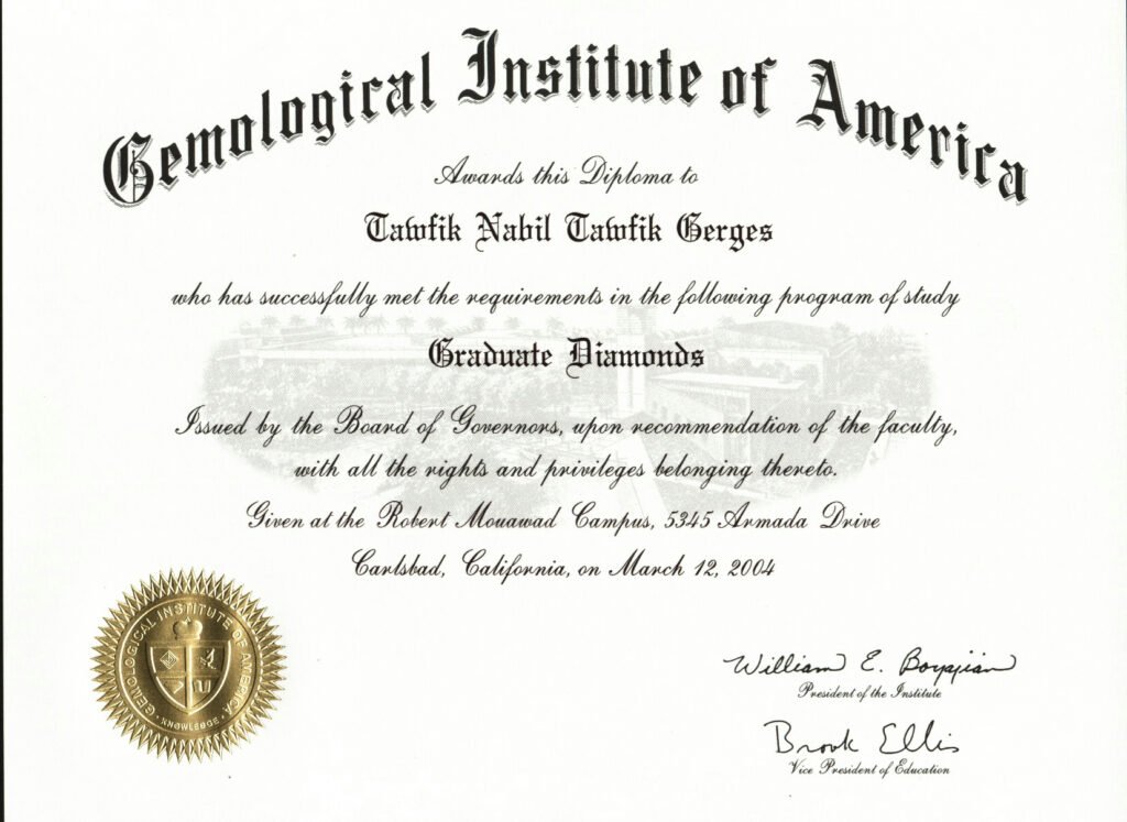 GIA certified diamonds in Egypt | Certificate