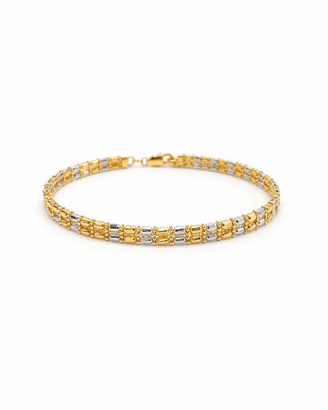 Trio Grid Link Gold Bracelet