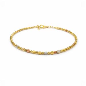 Tri-Color Beaded Gold Bracelet