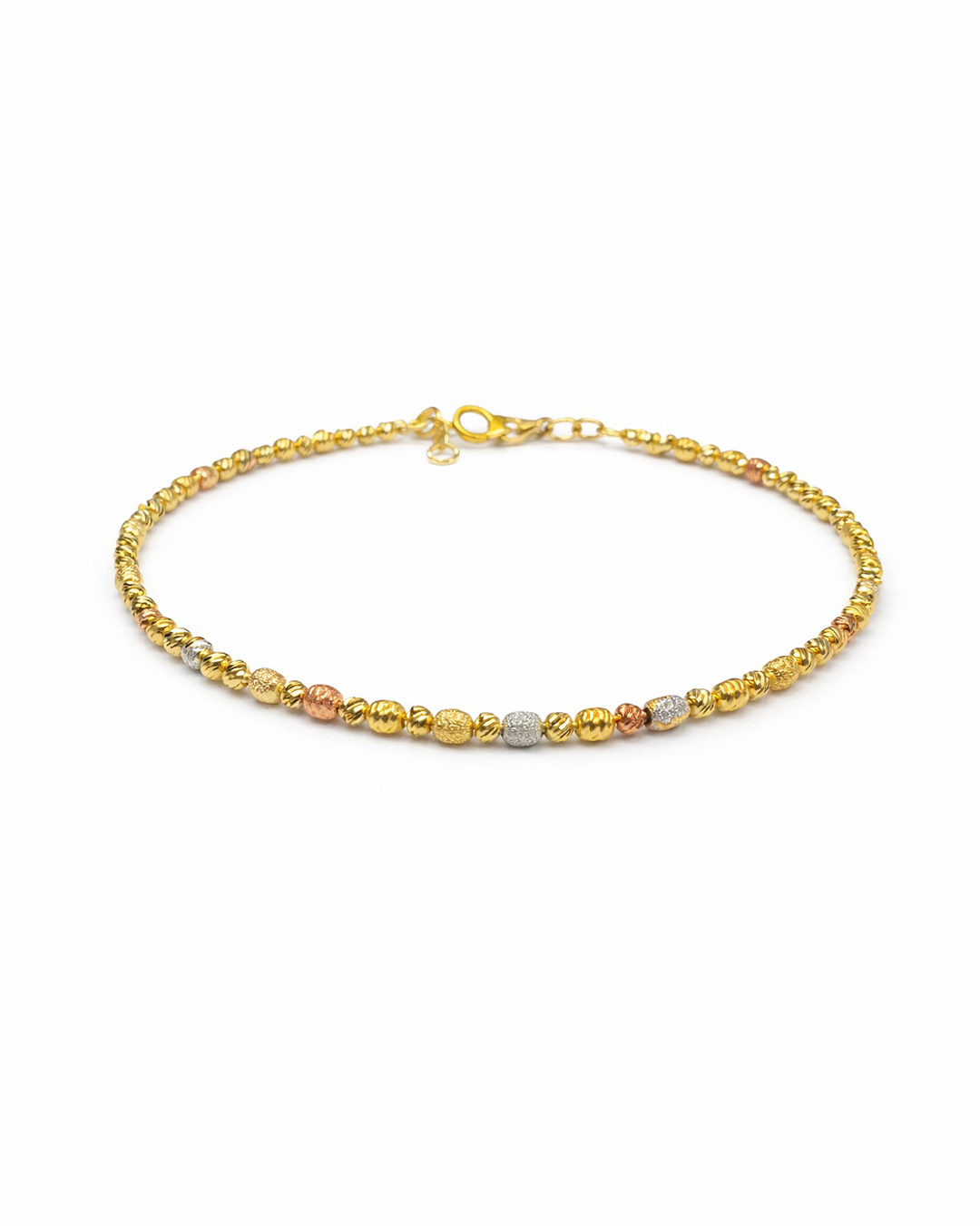 Tri-Color Beaded Gold Bracelet