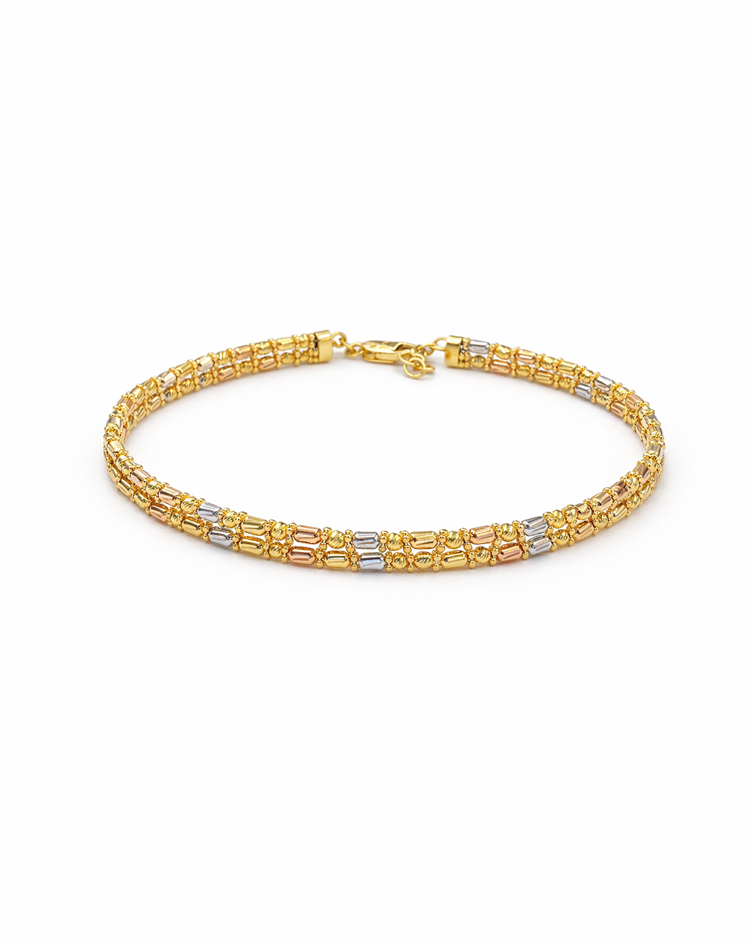 Tri-Color Pattern Gold Bracelet
