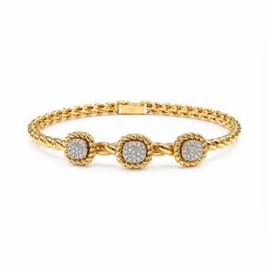 Circle Bezel Diamond Rose Gold Bangle