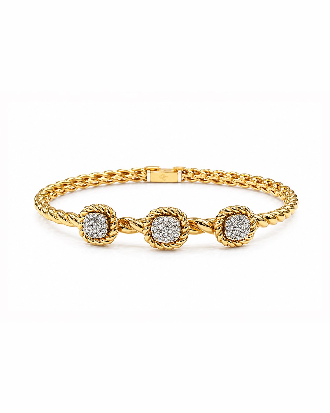 Circle Bezel Diamond Rose Gold Bangle