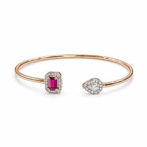 Gemstone Duo Diamond Rose Gold Bangle
