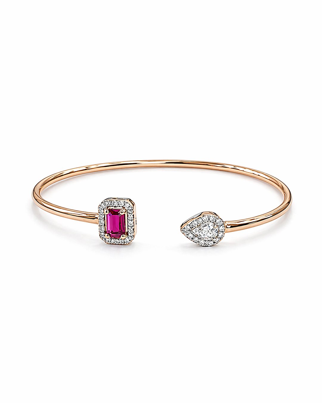 Gemstone Duo Diamond Rose Gold Bangle