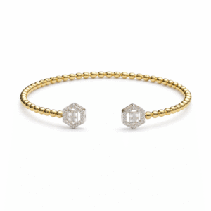 Oval Beaded Gold Bangle