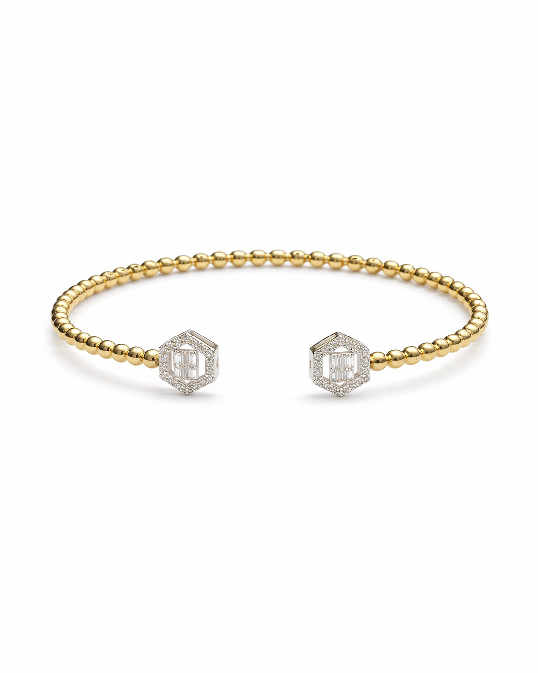 Oval Beaded Gold Bangle