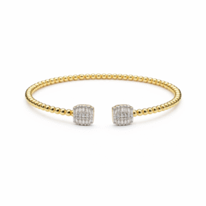 Square Head Beaded Gold Bangle