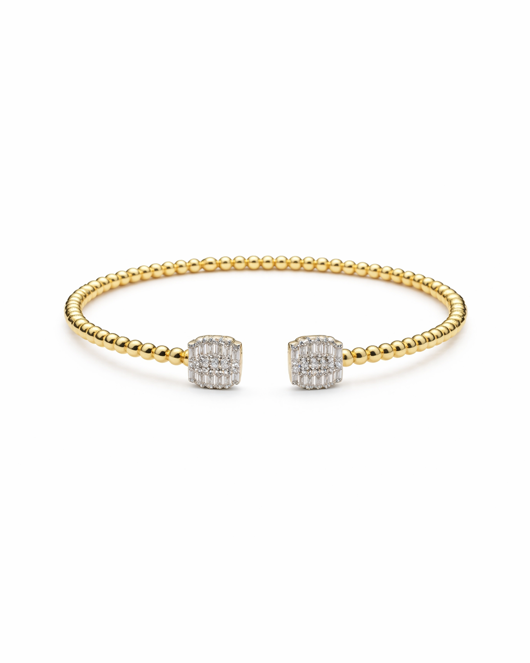 Square Head Beaded Gold Bangle