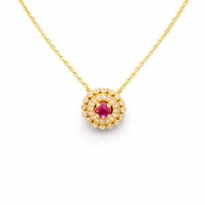 Ruby Center Diamond Necklace