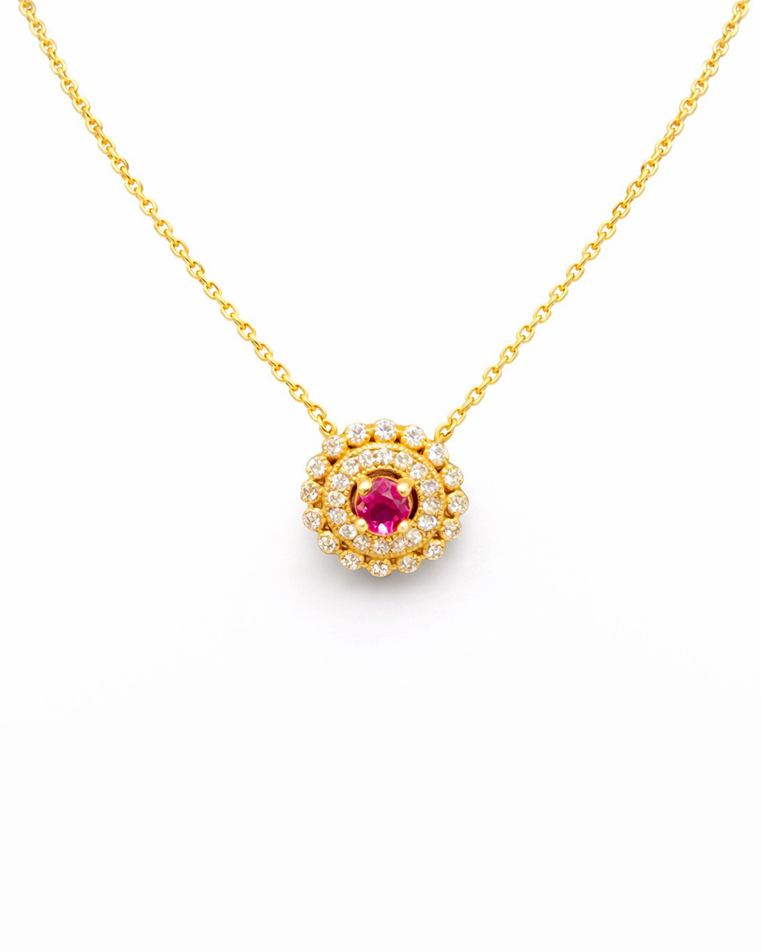 Ruby Center Diamond Necklace