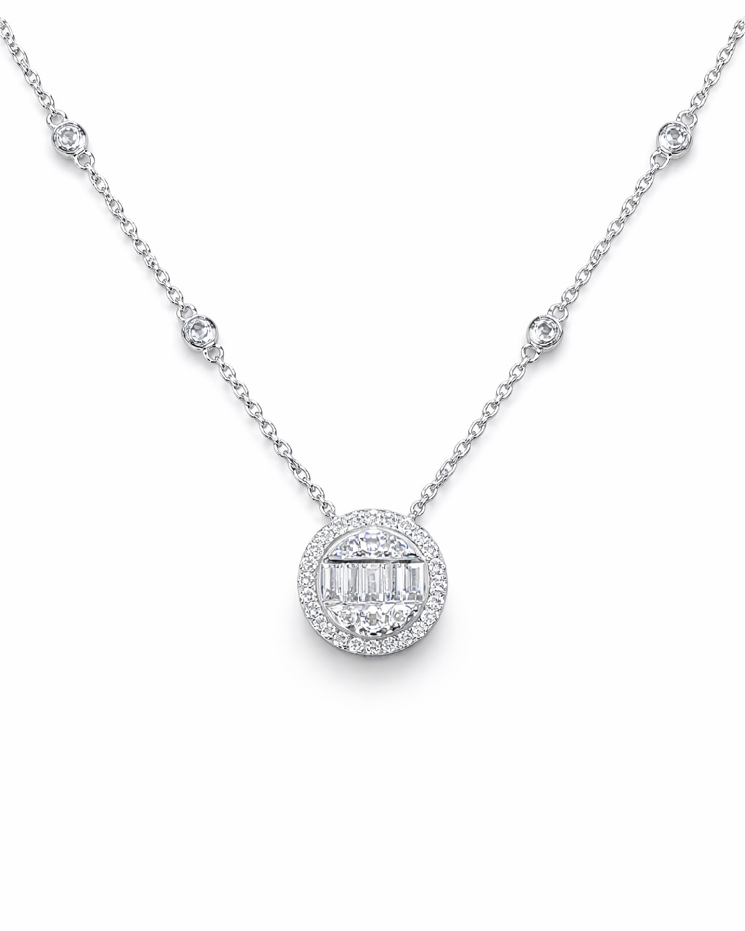 Baguette Center Diamond Necklace