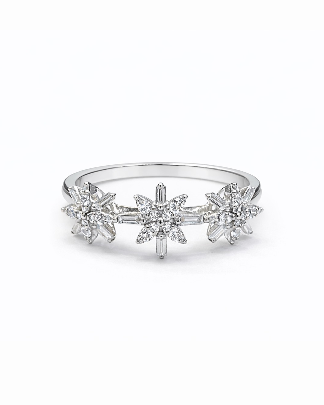 Triple Floral Diamond Ring