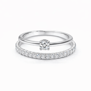 Solitaire and Pave Diamond Ring