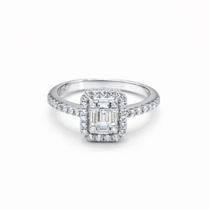 Emerald Cluster Halo Diamond Ring