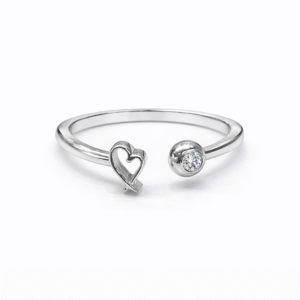 Open Heart Diamond Ring