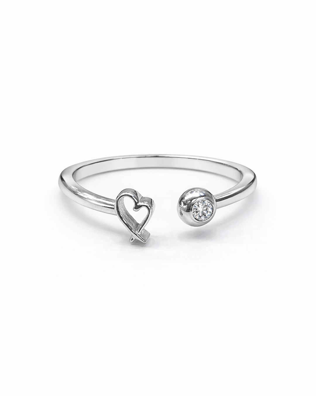 Open Heart Diamond Ring