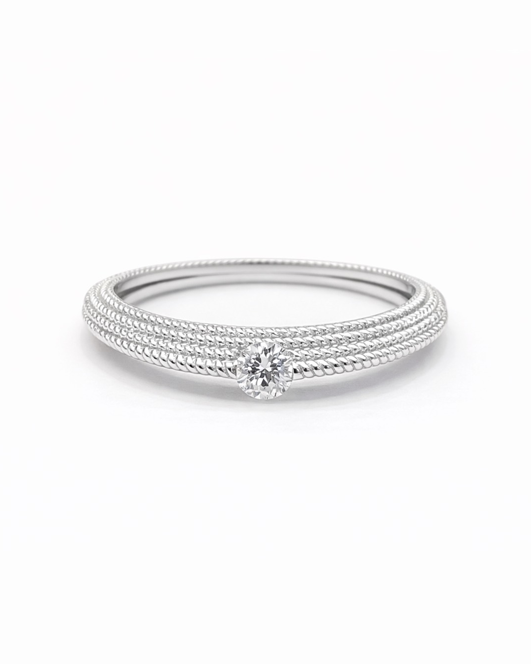 Textured Solitaire Diamond Ring