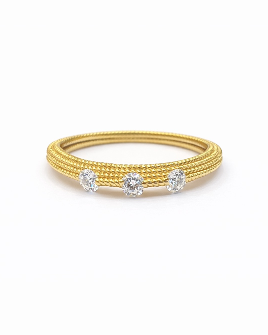 Triple Round Diamond Textured Ring