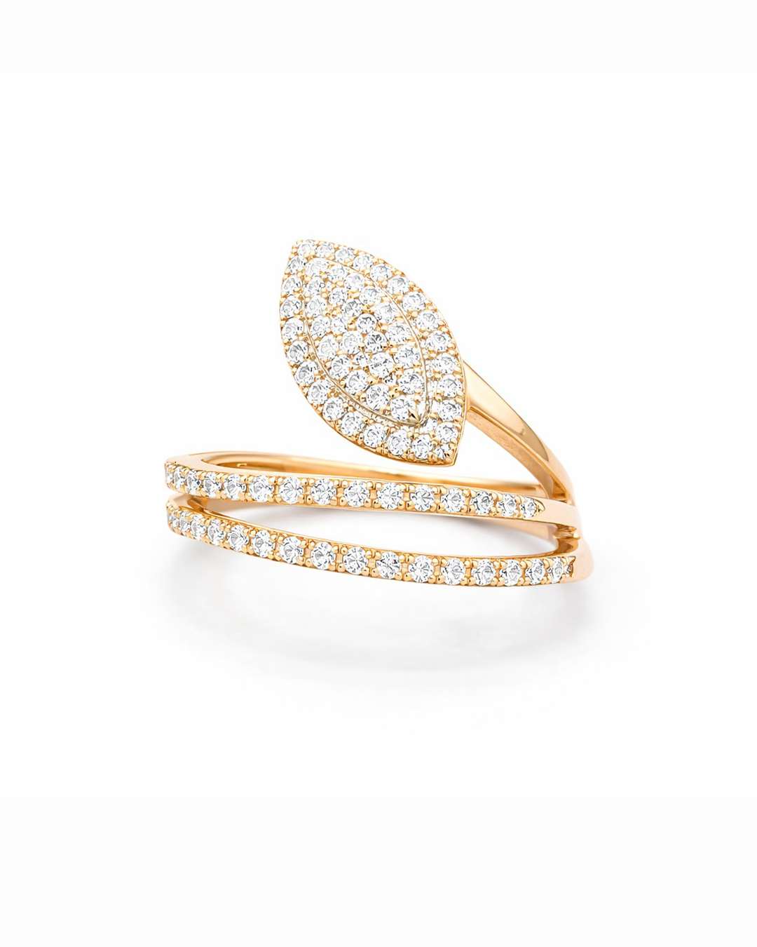 Leaf Pave Wrap Ring