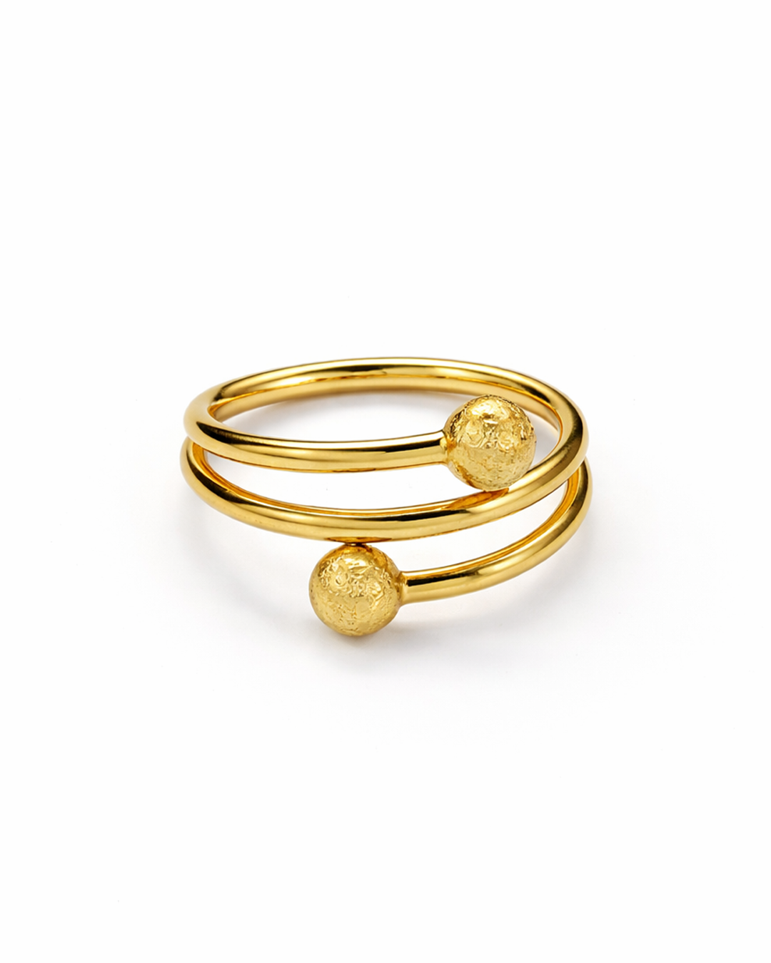 Spiral Bead Gold Ring
