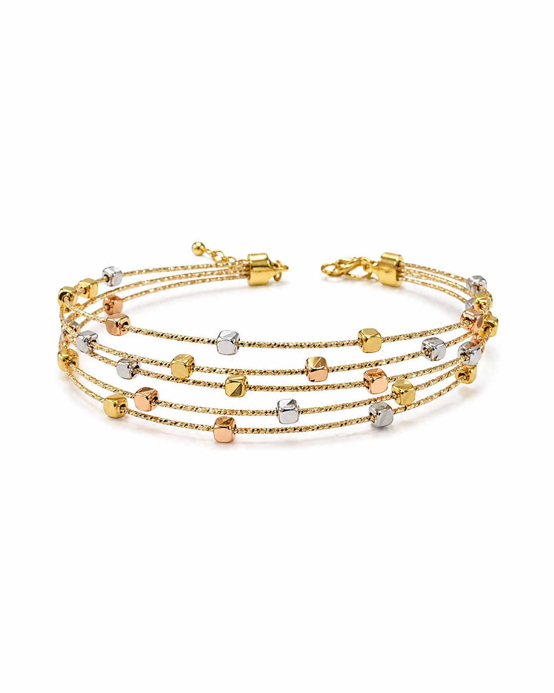 Multi-Strand Beaded Gold Bangle