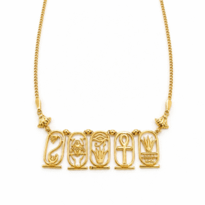 Hieroglyphic Cartouche Gold Necklace