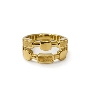 Rectangular Link Gold Ring