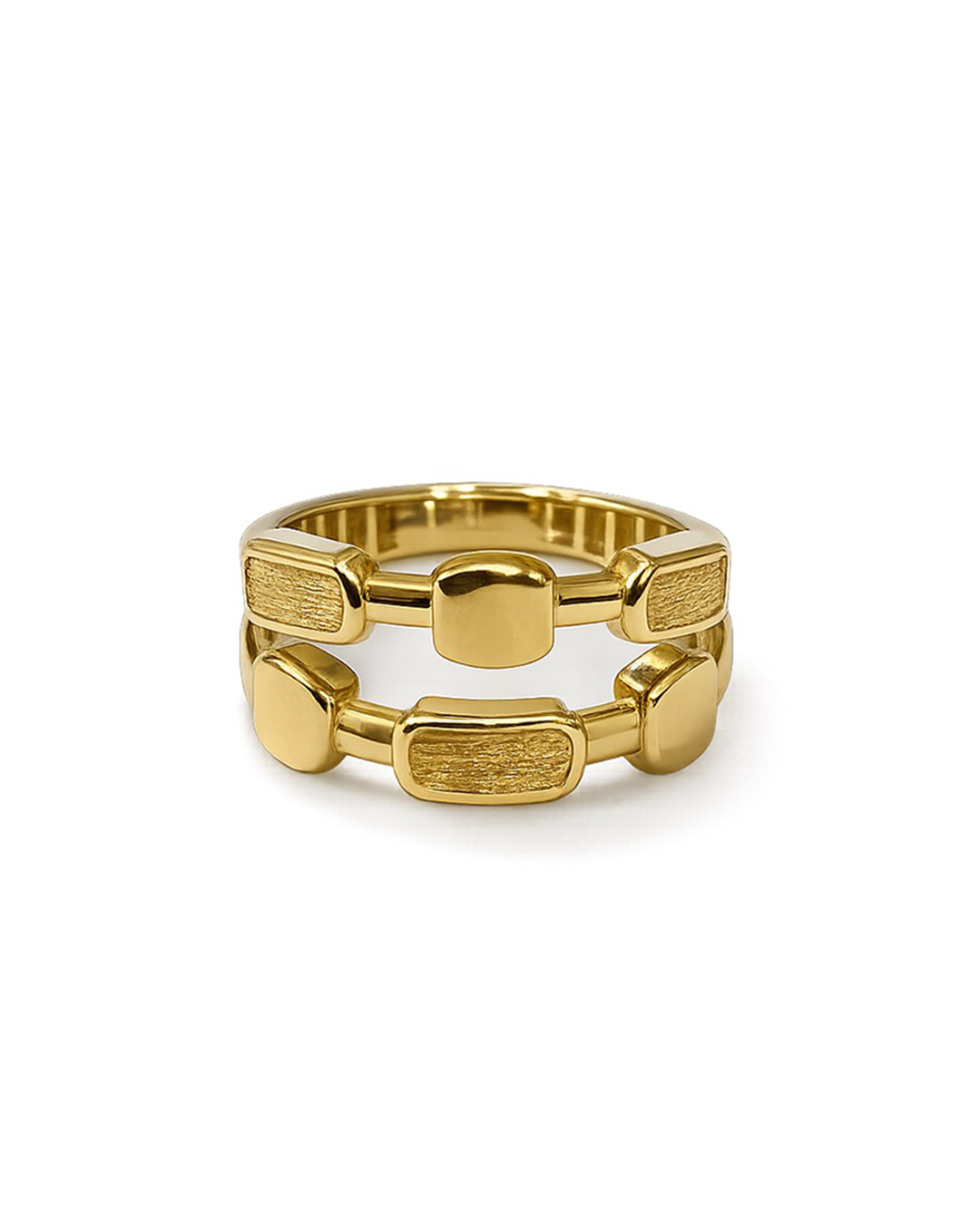 Rectangular Link Gold Ring